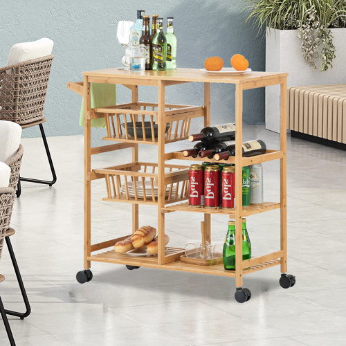 Rebrilliant Malikaih Solid Wood Bar Cart Wayfair